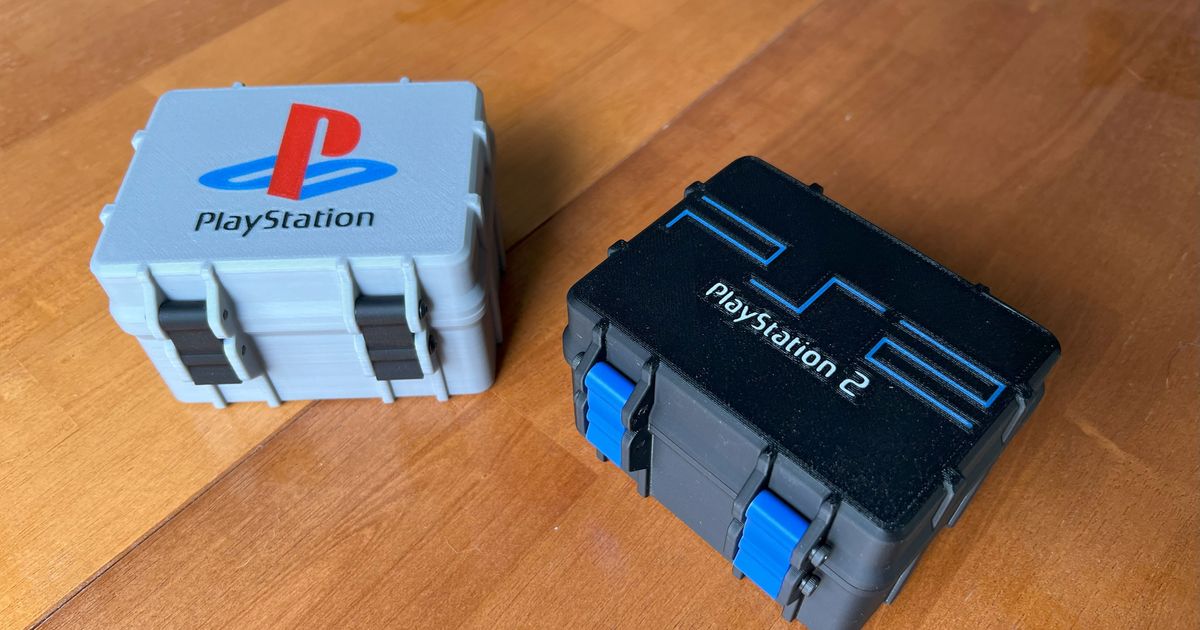 PlayStation 1 and 2 Memory Card Storage Box with Logo by Guybrush