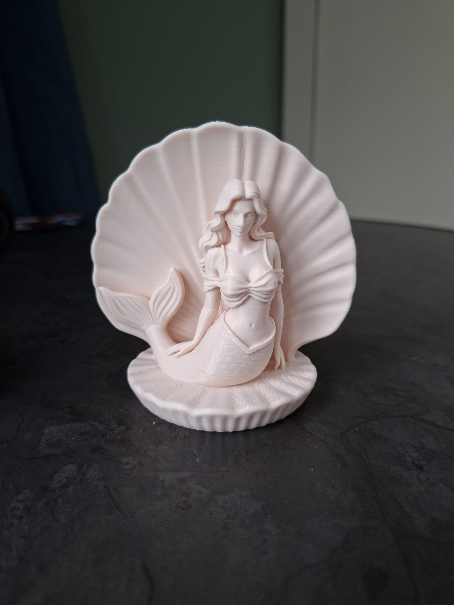 Elegant Mermaid in Seashell Statue