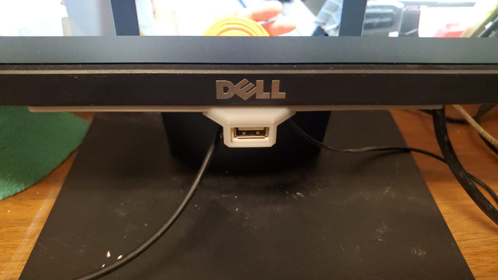 USB extension cable holder for Dell monitor