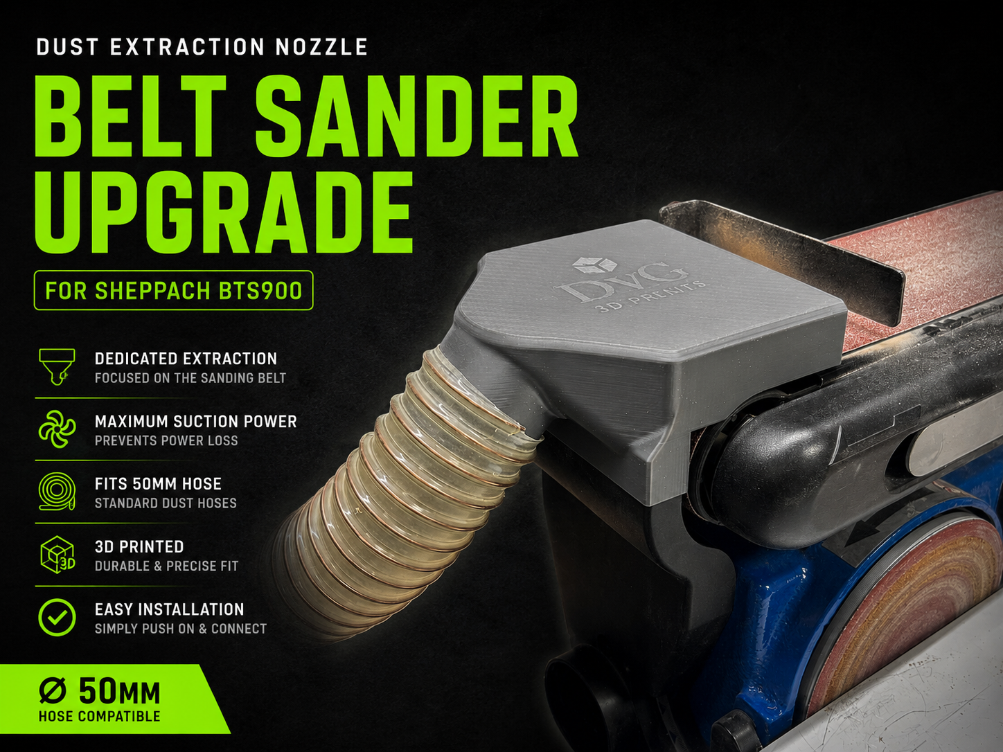 Scheppach BTS900 Belt Sander Dust Extraction Nozzle – 50mm Vacuum Hose Upgrade