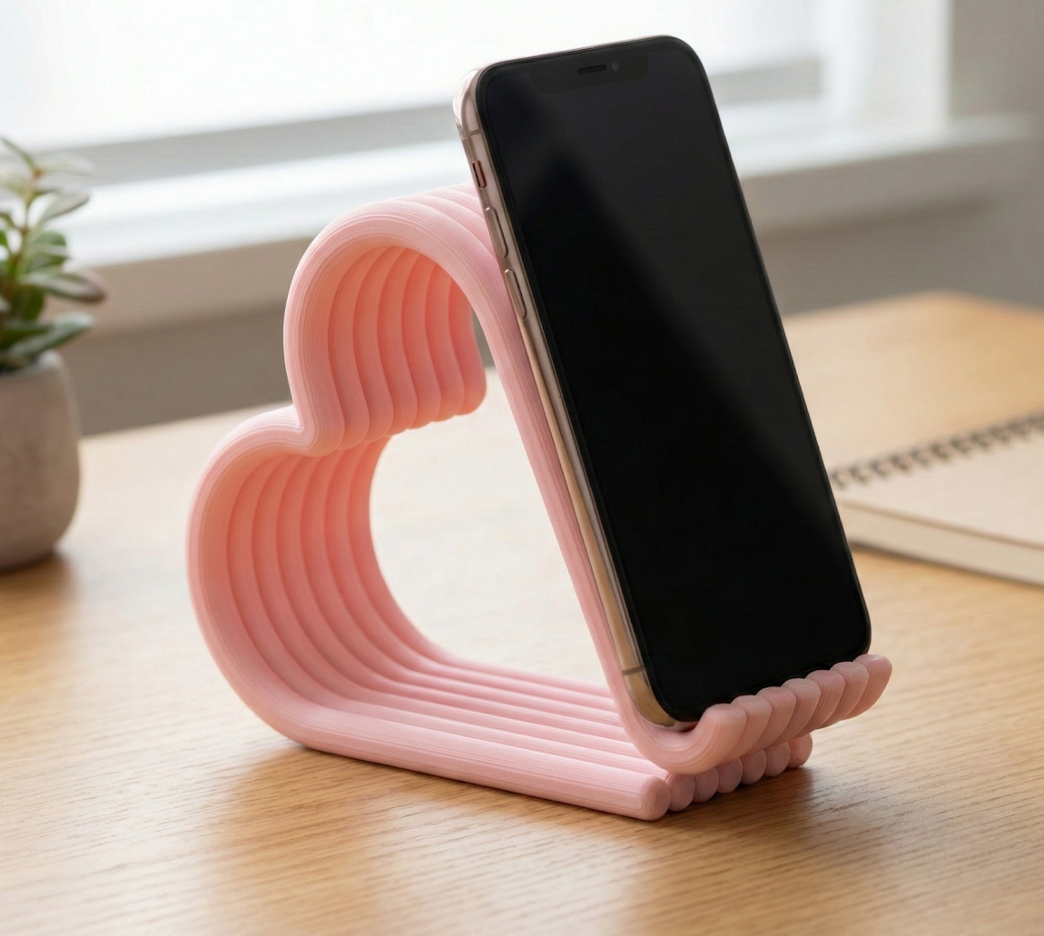 Minimalist "Wavy Heart" Phone Stand