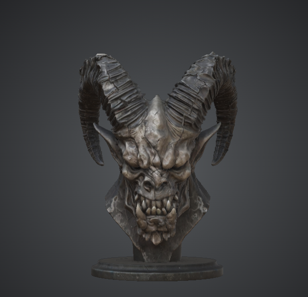 Demonic Horned Beast Bust – Dark Fantasy Monster