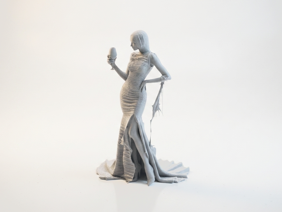 Elegant Woman Wine Glass Figurine 3D Printable