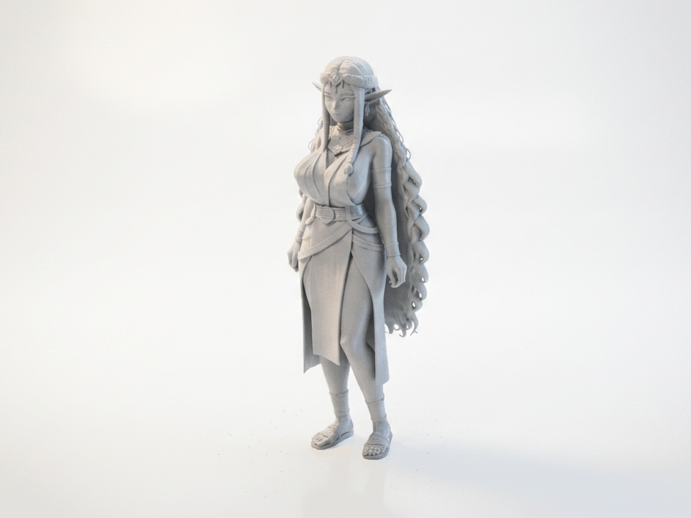 Fantasy Elf Warrior Figurine Female Figure 3D Printable