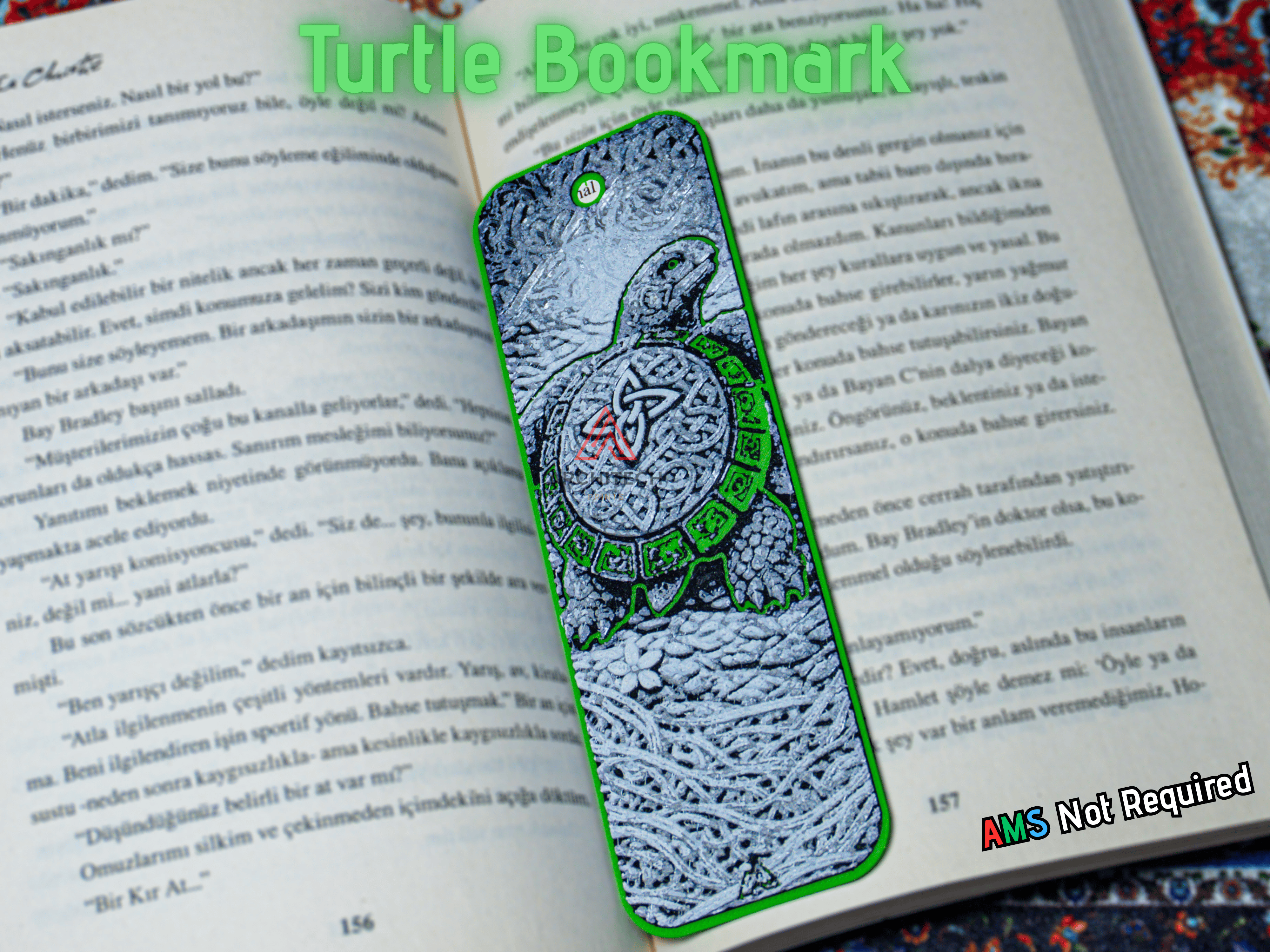 Celtic Knot Turtle Bookmark (Hueforge)