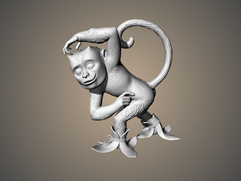 Monkey with banana shoes