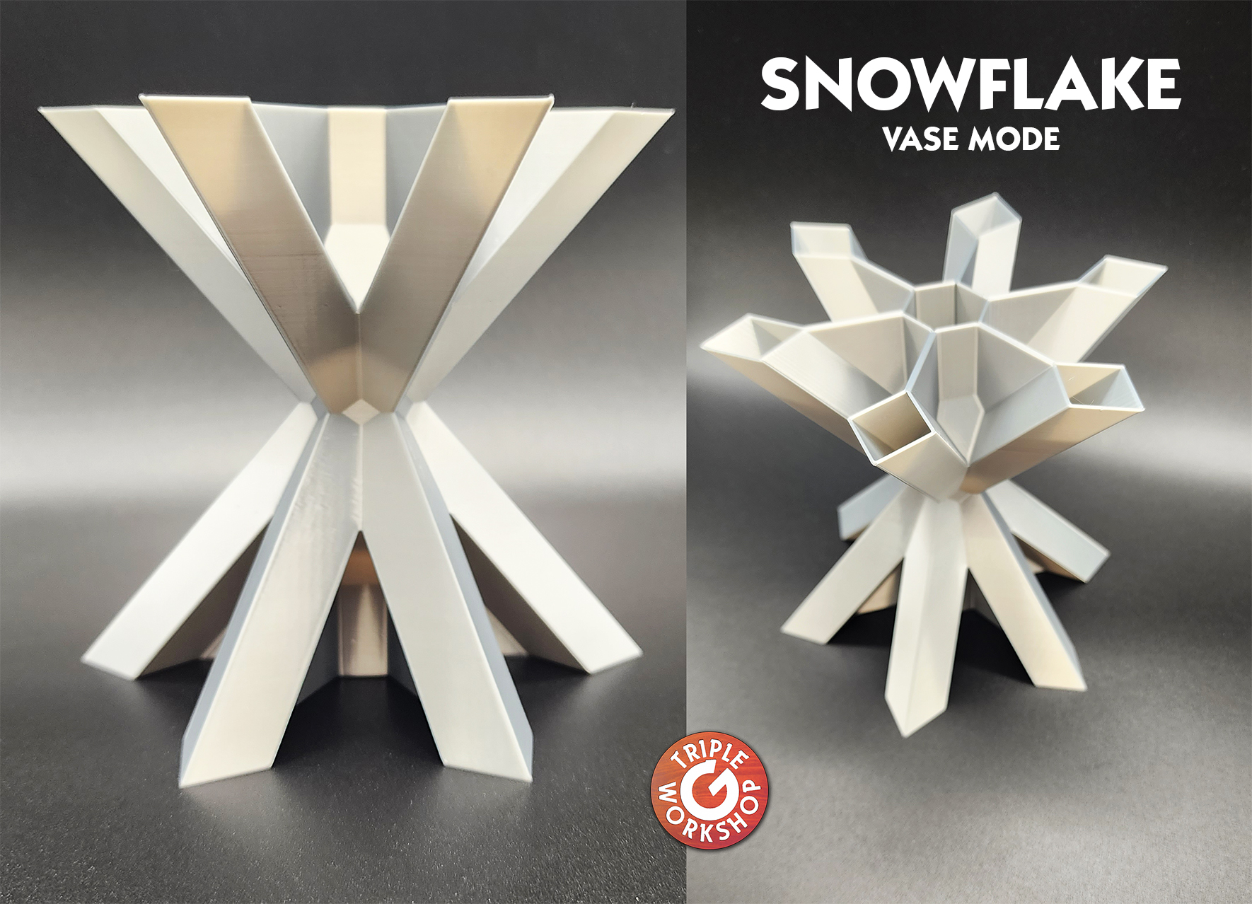 Snowflake Spiral Vase by Triple G Download free STL model