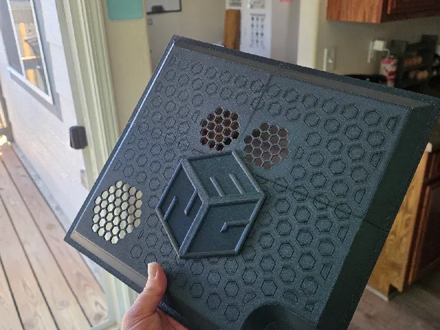 Ender 3 NG v1.2 electronics panel chamfered logo with 1mm backing