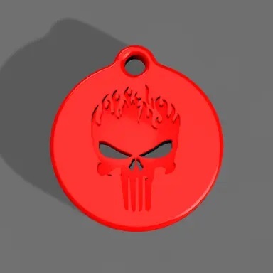 Flaming Punisher Keychain