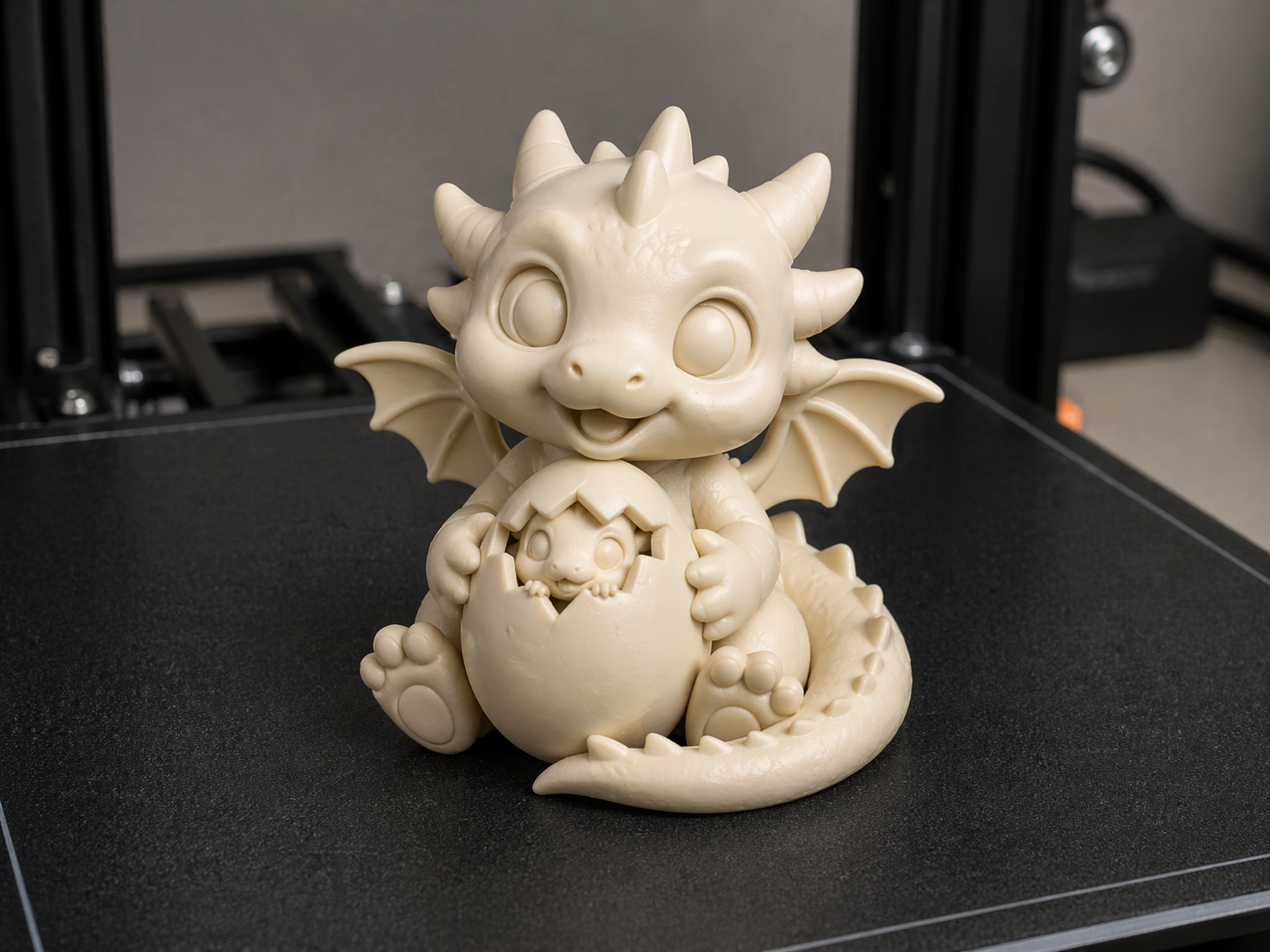 Cute Dragon With Hatched Egg (EASY PRINT)