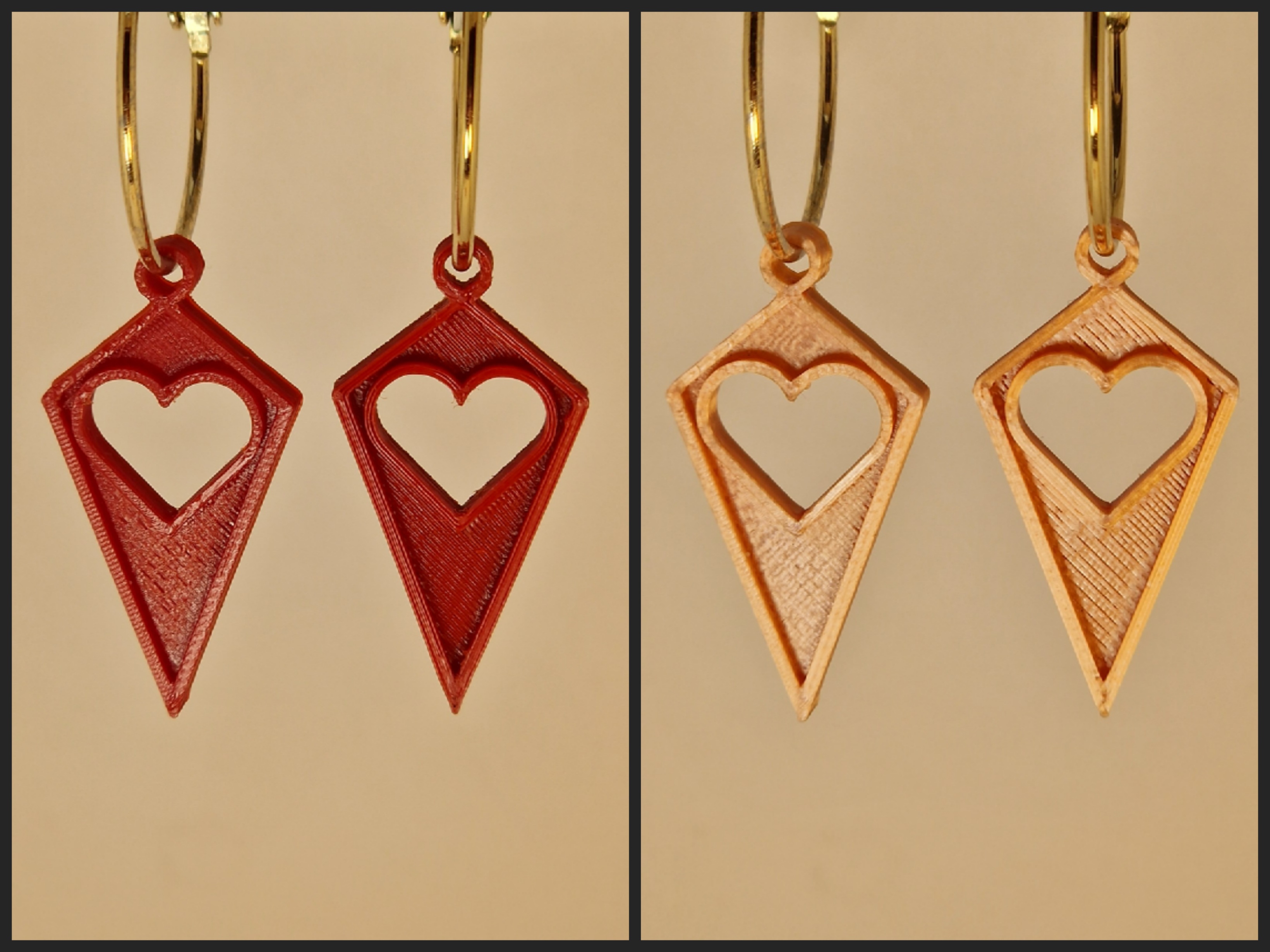 Diamond Valentine - Heart Geometric Earrings - Boucles d'oreilles Coeur - Pendientes corazón - Herzohrringe