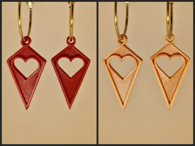 Diamond Valentine - Heart Geometric Earrings - Boucles d'oreilles Coeur - Pendientes corazón - Herzohrringe