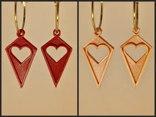 Diamond Valentine - Heart Geometric Earrings - Boucles d'oreilles Coeur - Pendientes corazón - Herzohrringe