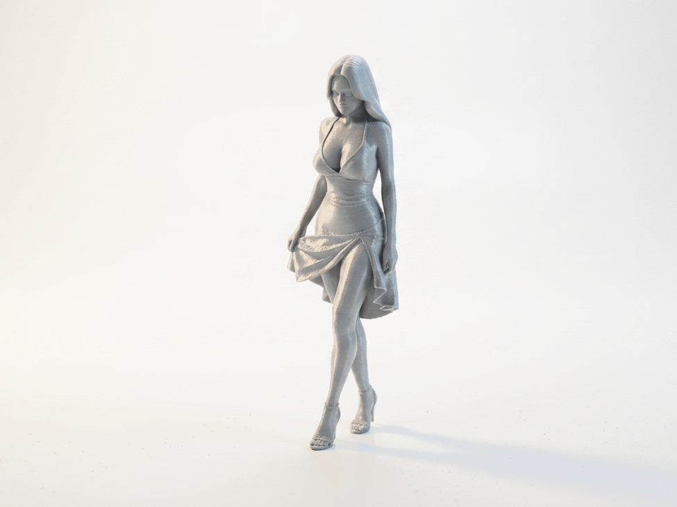Lady Holding Dress Elegant Female Figurine 3D Printable