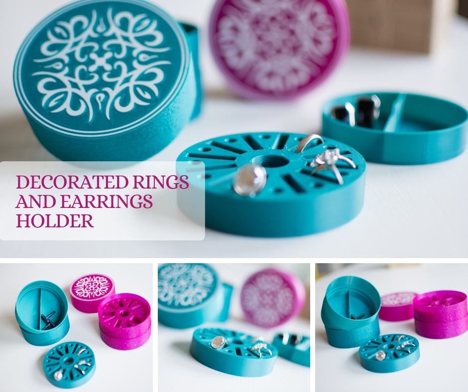 Decorated Ring and Earrings Holder by miziomon | Download free STL ...