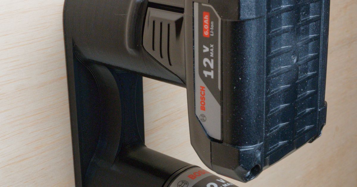 Bosch 12V Battery Holder Wall Mount by Thomas Satterly Download free STL model