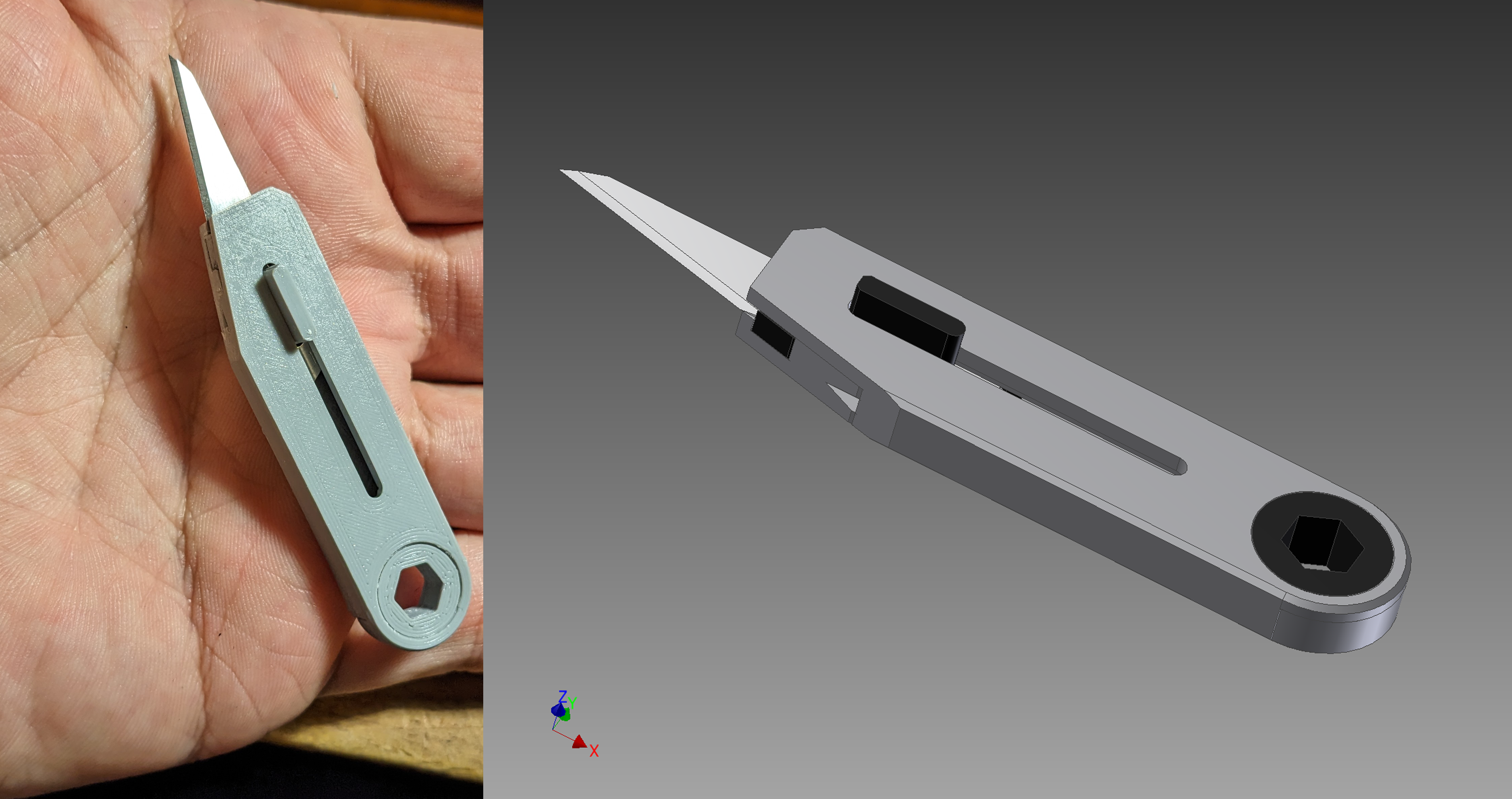 Pocket scalpel knife, folding scalpel knife, (v.2 - for two blades) by  D_Y, Download free STL model