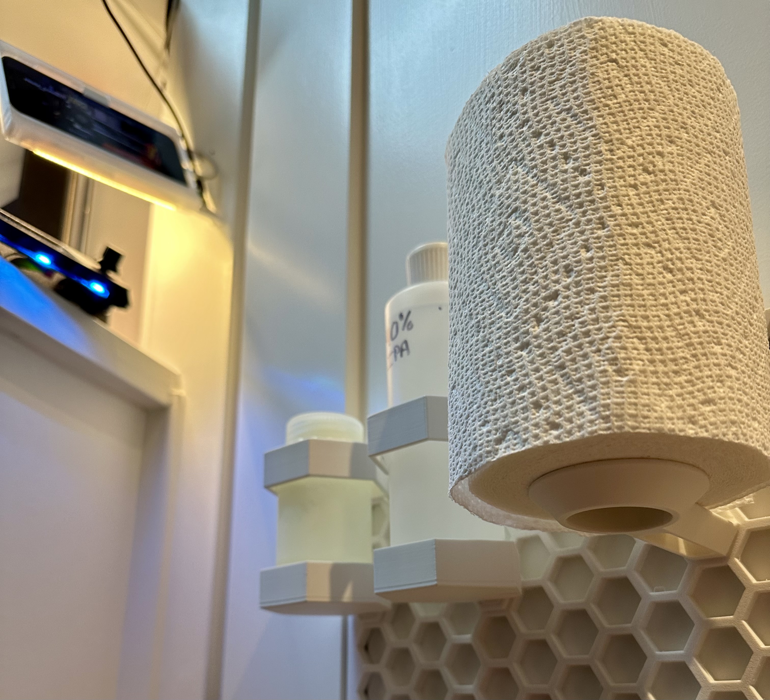 Upright Half Paper Towel Roll Holder for Honeycomb HSW Storage Wall.