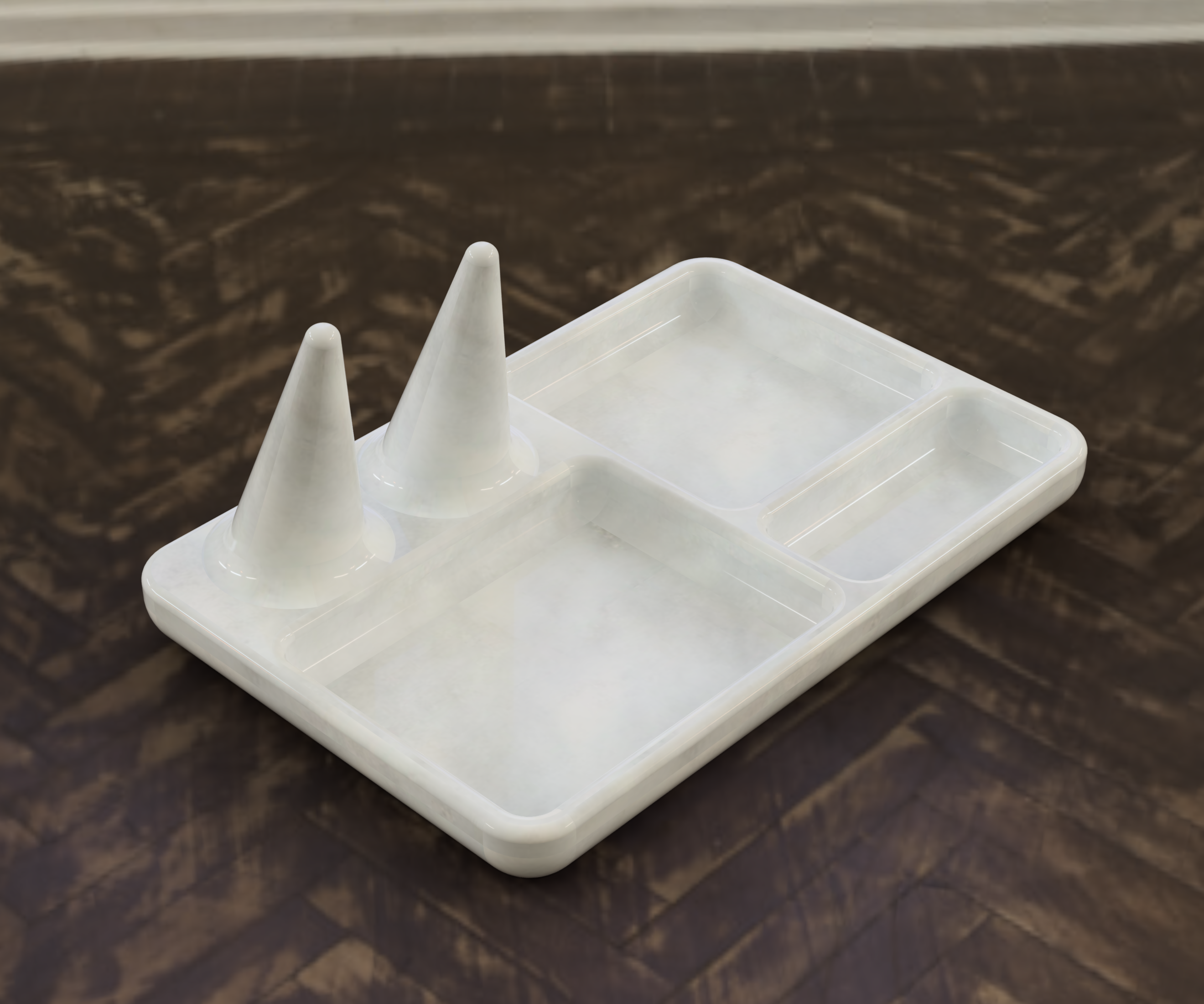 Modern Jewelry Tray with Ring Holder Cones