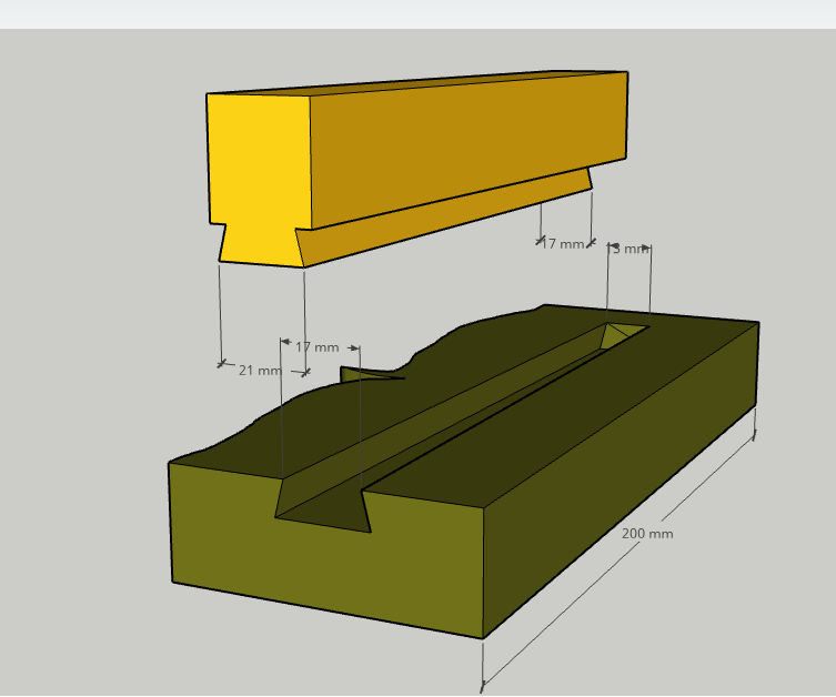 double-breasted dovetail joint partially embedded - oboustrabbý ...