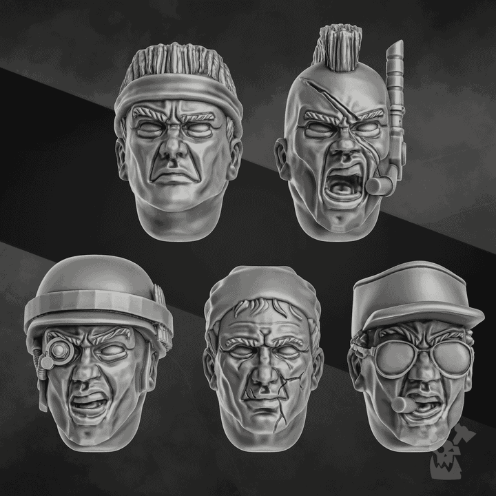 Jungle Fighters Head Bits Commandos Set x5