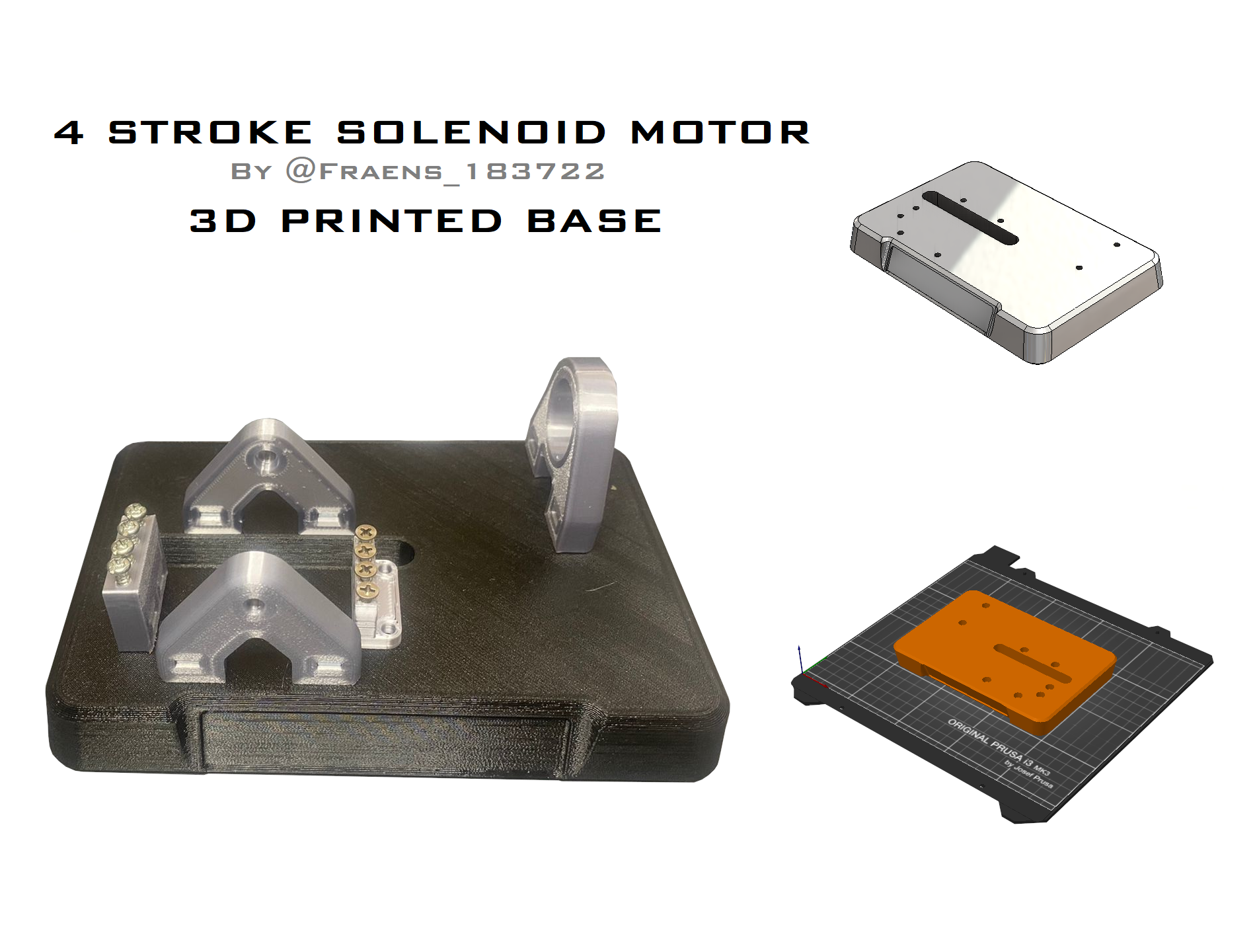 4 Stroke Solenoid Motor 3D printed Base