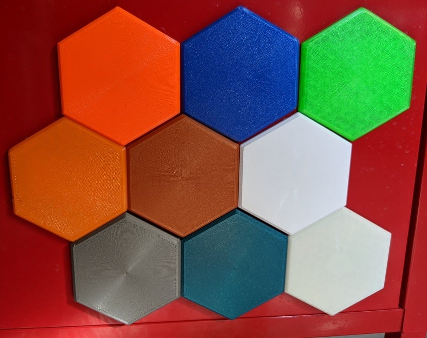 Hexagonal Filament Swatch (accepts 6mm x 2mm magnet)
