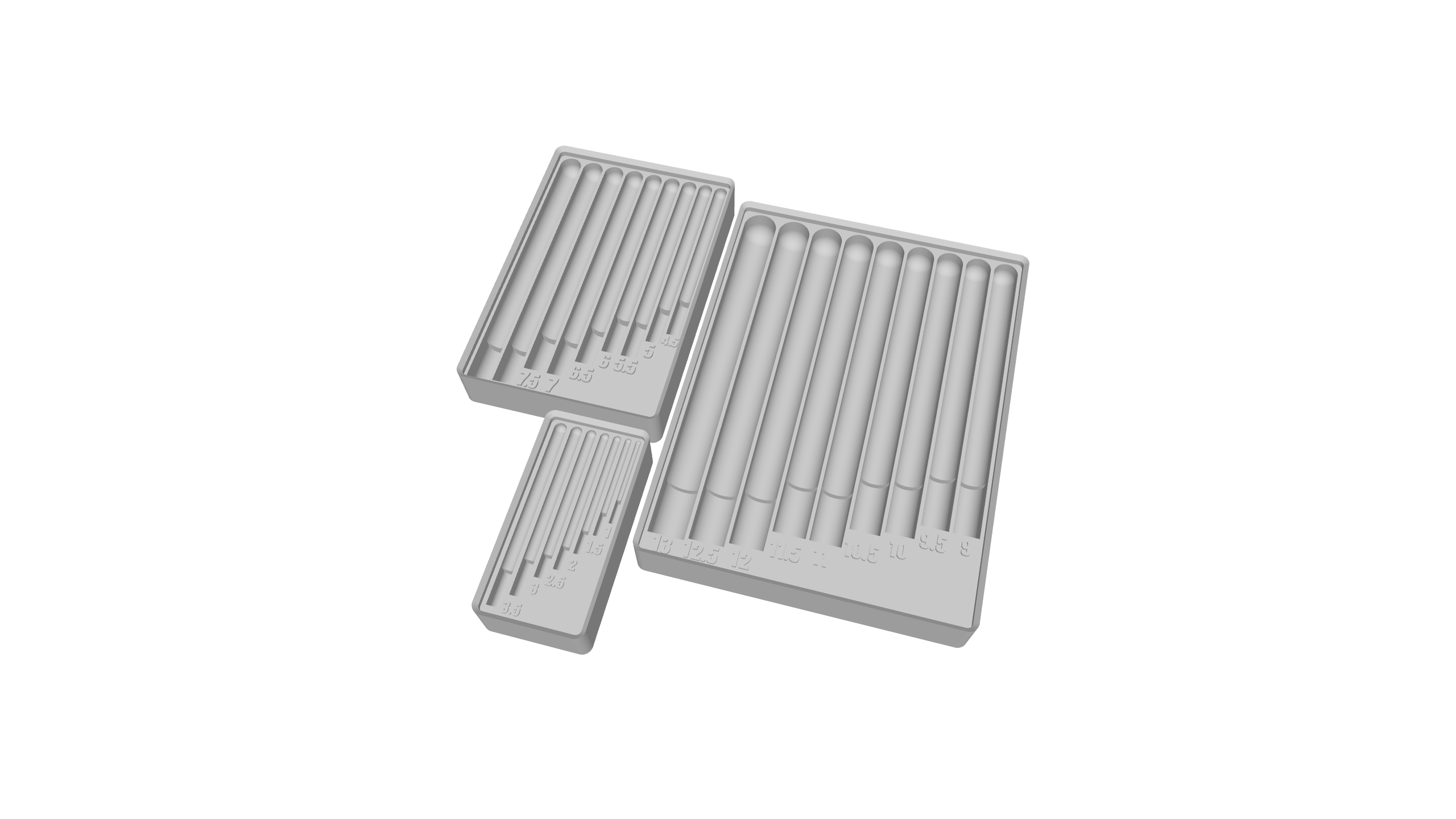 Gridfinity Drill Bit Set Holder 1-13mm (With Raised Labels) 3D model thumbnail