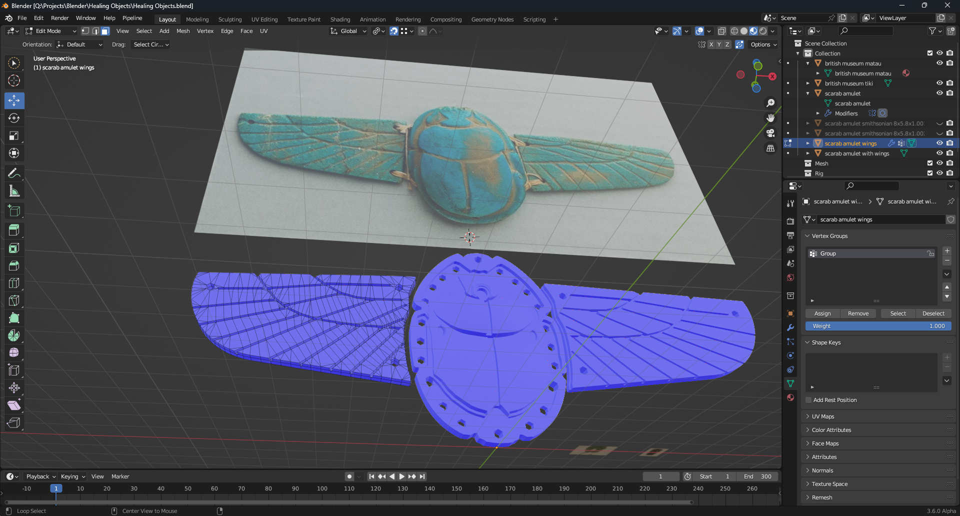 Egyptian Scarab Amulet with Wings