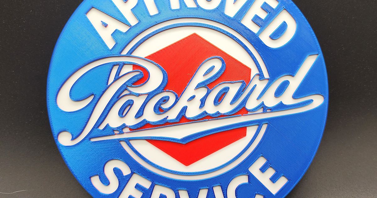 Vintage Packard Sign 3 Colors by Triple G Download free STL