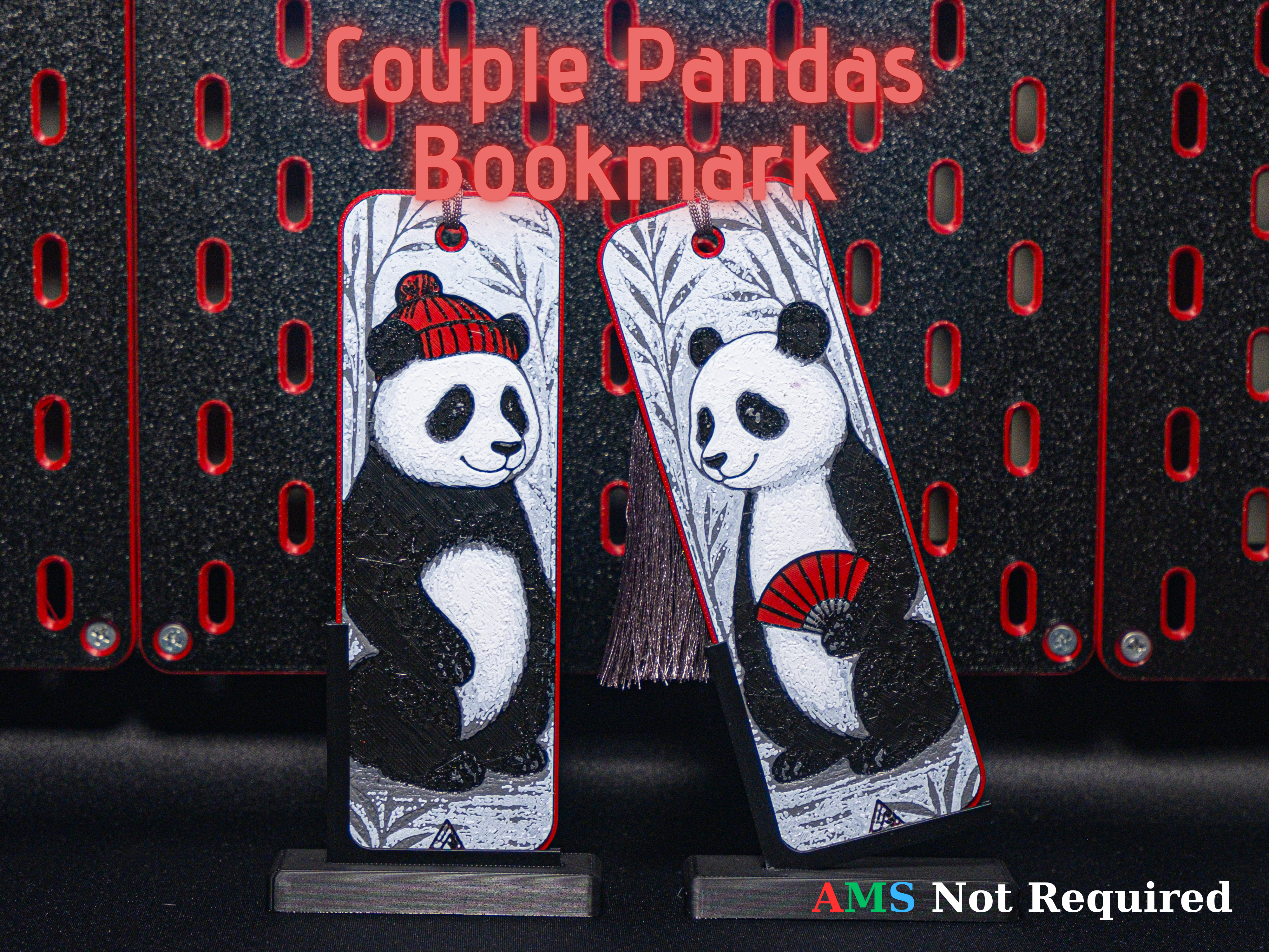 Romantic Panda Couple - Hueforge Bookmarks