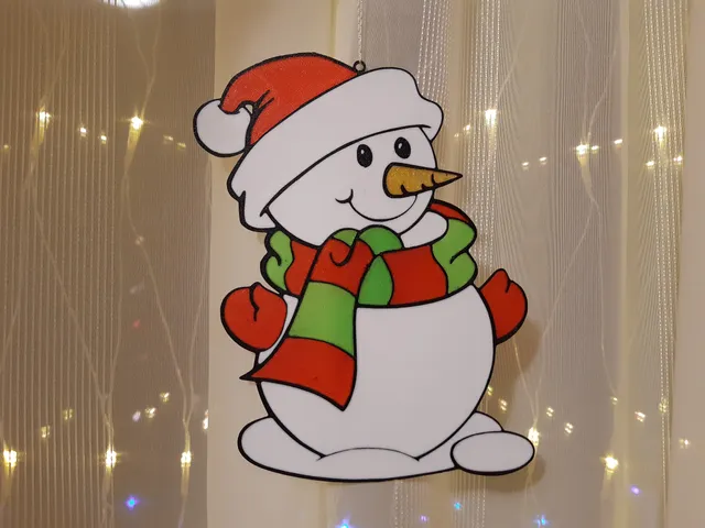 Window decoration snowman - 3D printed "stained glass"