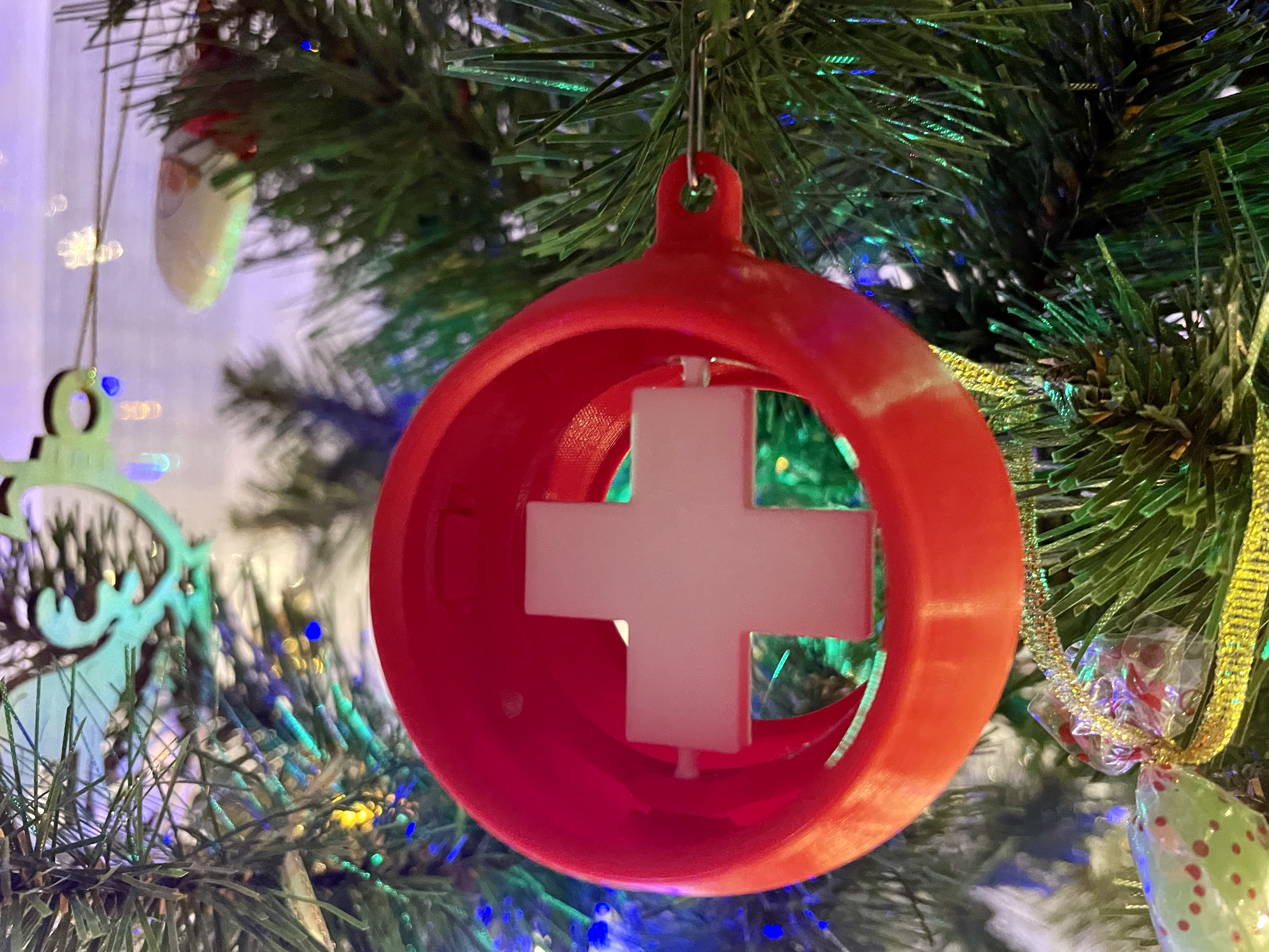 Swiss Cross Insert for a Snap Fit Ornament