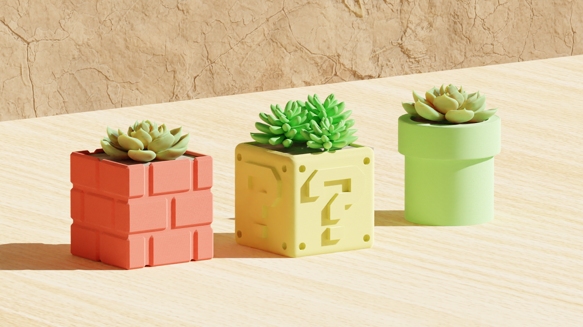 Super Mario Bros Pot Plants Pipe, Brick Block & Question Block by CalebTimoteo Download free
