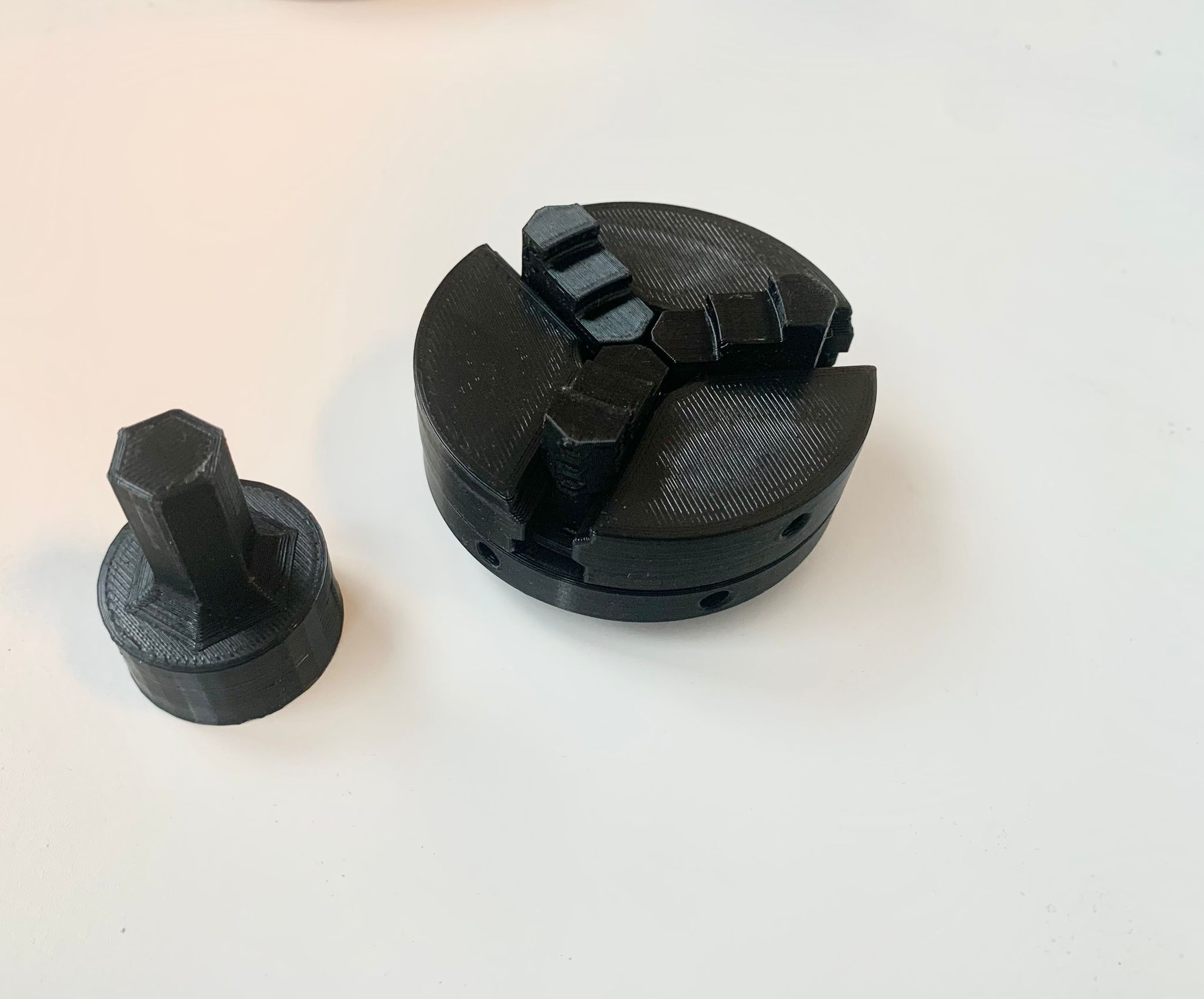 Drill mount for three jaw chuck by I_would_rather_be_printing