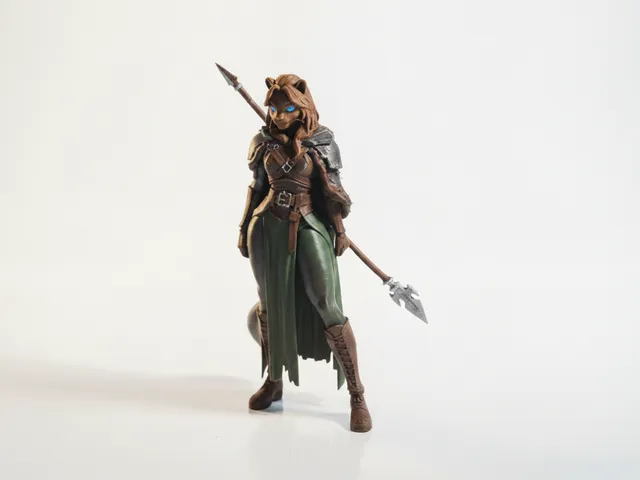 Wildcat Lady Warrior Figurine Female 3D Printable