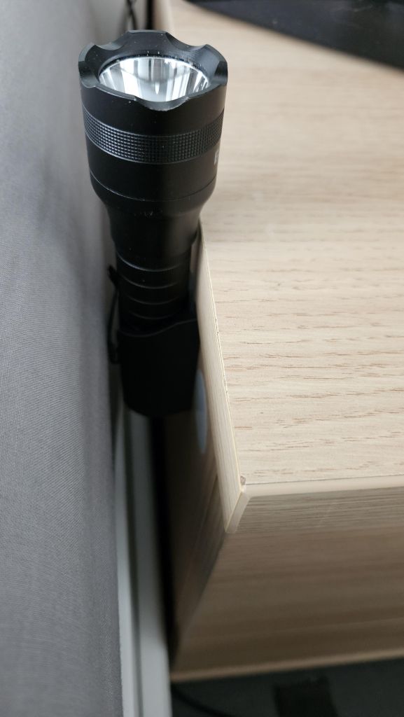 Flashlight nightstand wall screw mount (parametric) by Groentebroer