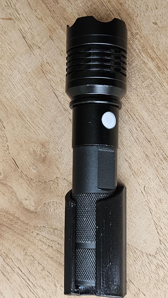 Flashlight nightstand wall screw mount (parametric) by Groentebroer