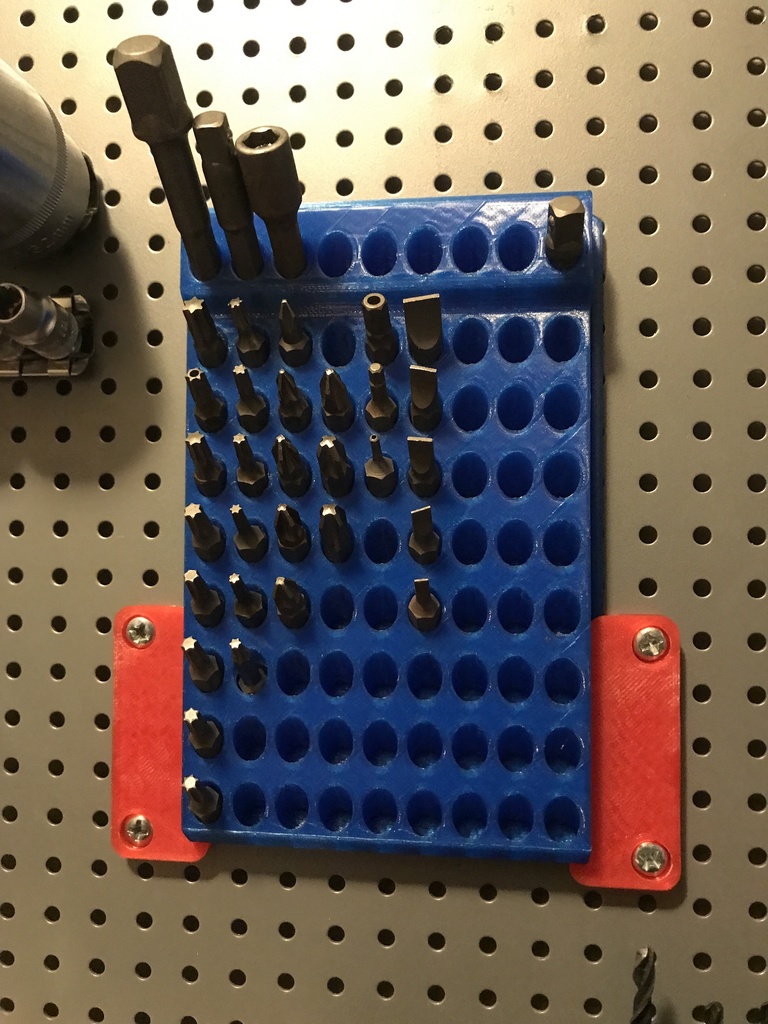 Pegboard Rails for vertical (wall mounted) hex bit storage by orubap