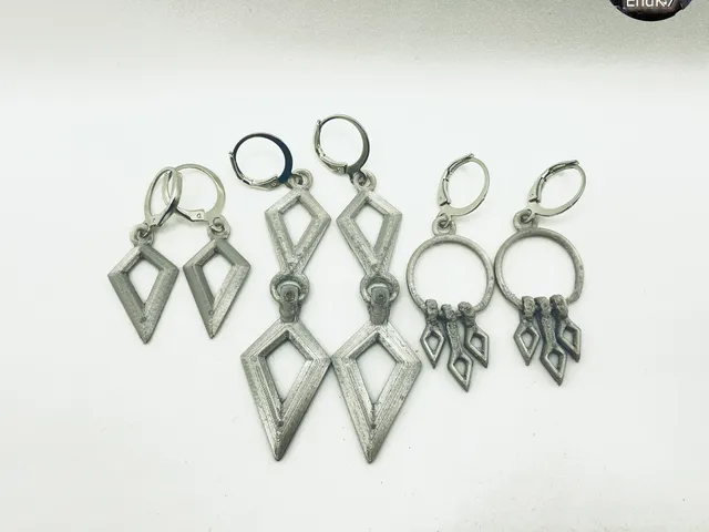DIAMOND SHAPED EARRINGS - 3 DESIGNS - PRINT IN PLACE - NO SUPPORTS