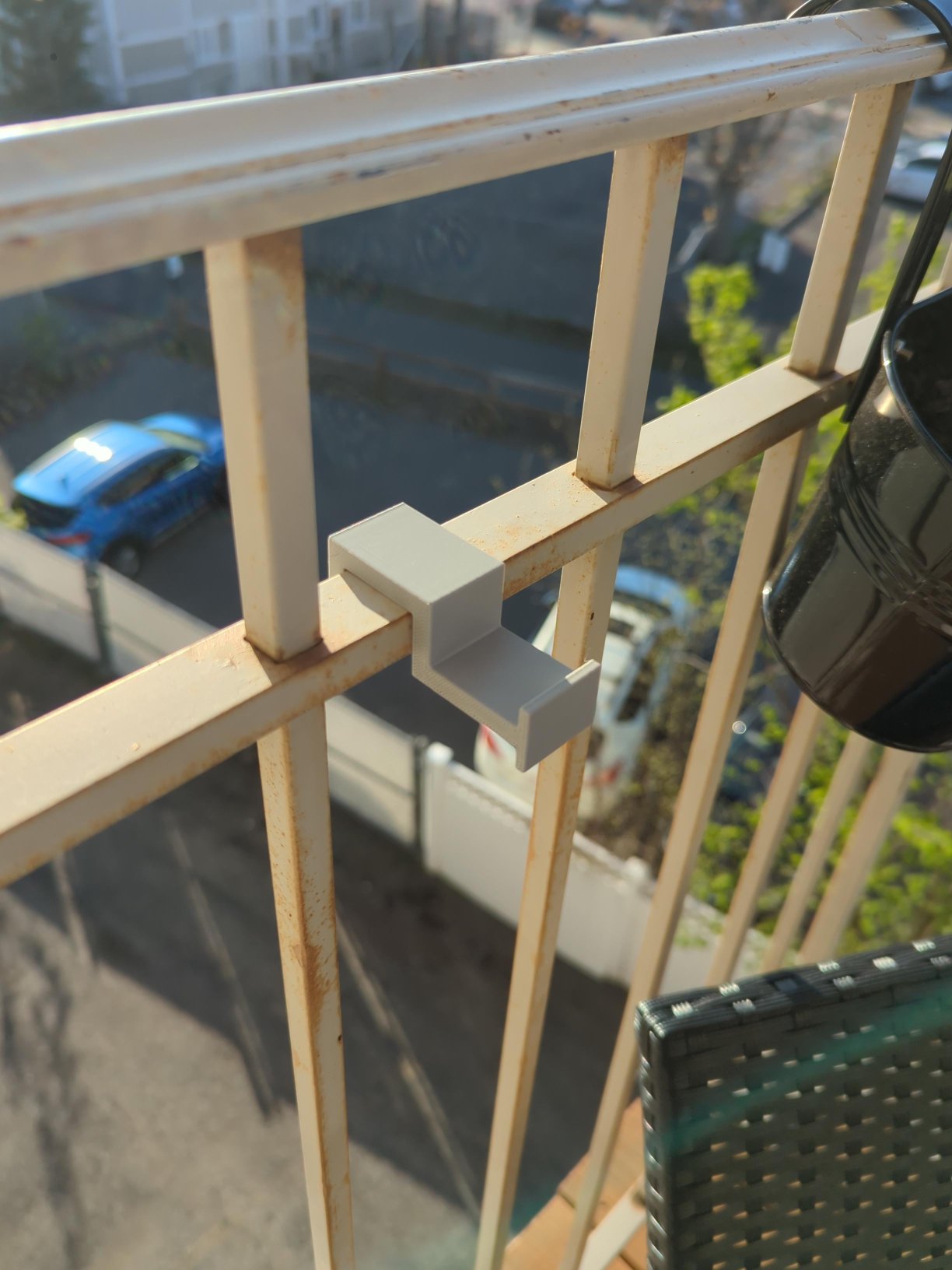 Railing Planter Support and Spacer -- for balcony gardening