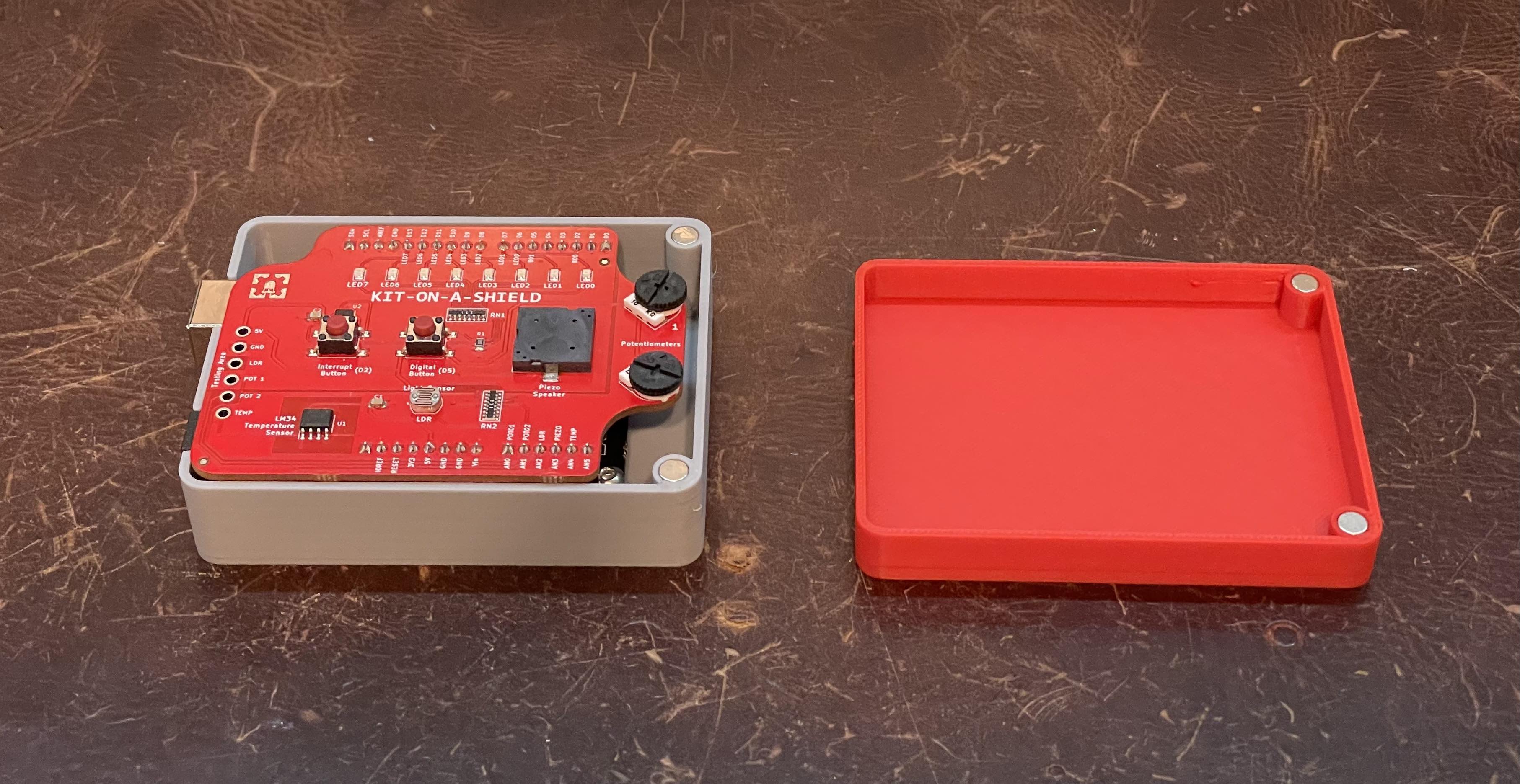 Programming Electronics Academy Kit on a Shield Arduino travel case by ...