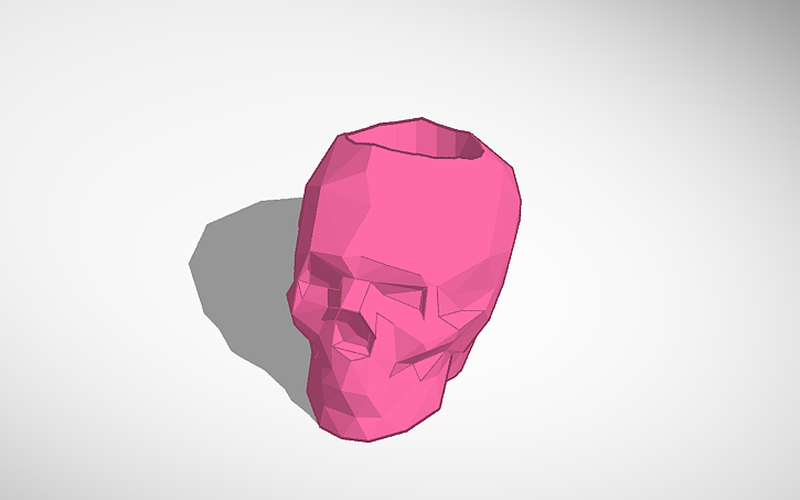 Low-poly skull flower pot