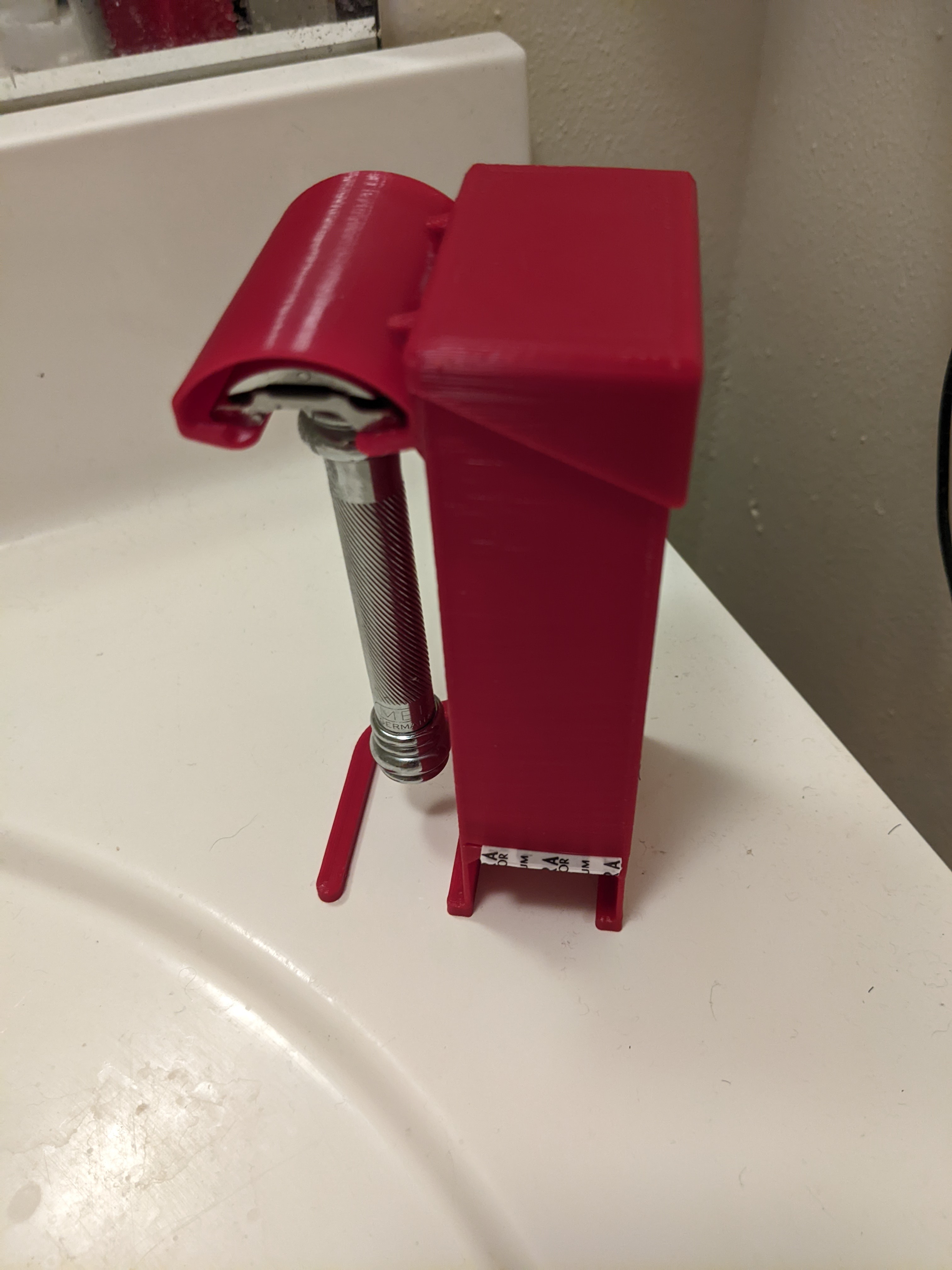 Safety Razor Stand, plus Blade Dispenser / Disposal by zimboptoo