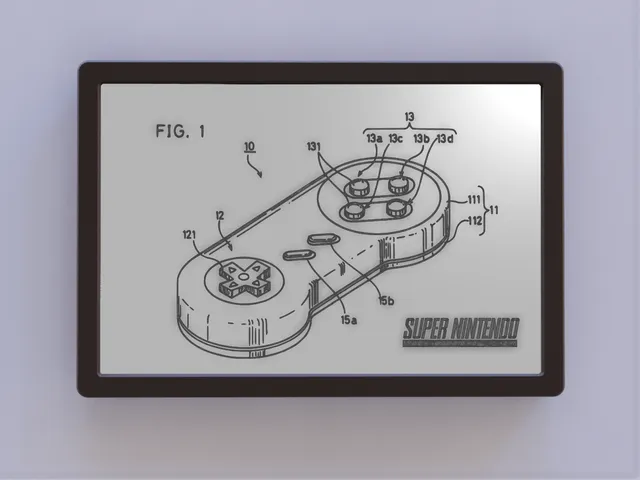 SNES Controller Patent Art with Logo