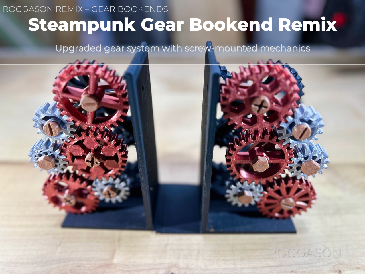 Steampunk Gear Bookholder – Precision Remix (Screw-Mounted Gears)