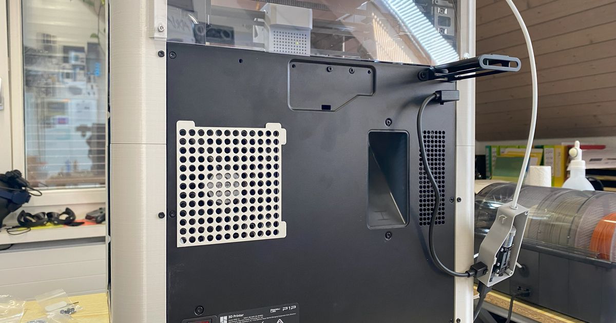 Bambu P1P Back Fan Drill Guide Hole Cover + Original STEP File by AX