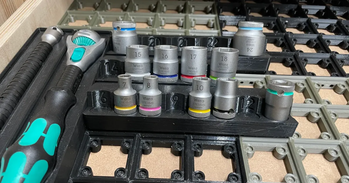 Gridfinity + Wera 3/8" Complete Socket Set 624mm by MrStolarsky