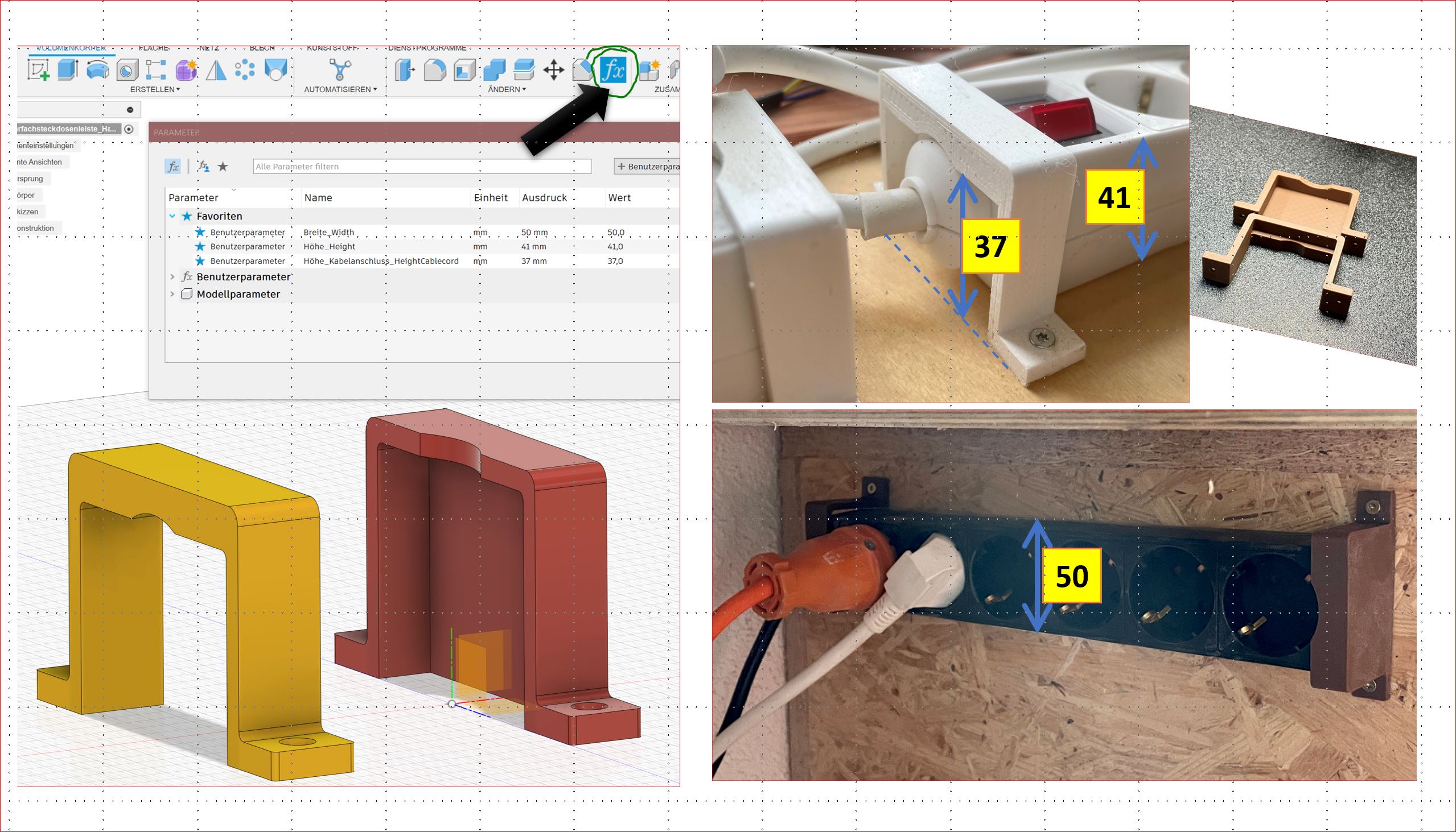 Mehrfachsteckdosenleiste Halterung PowerStrip Holder