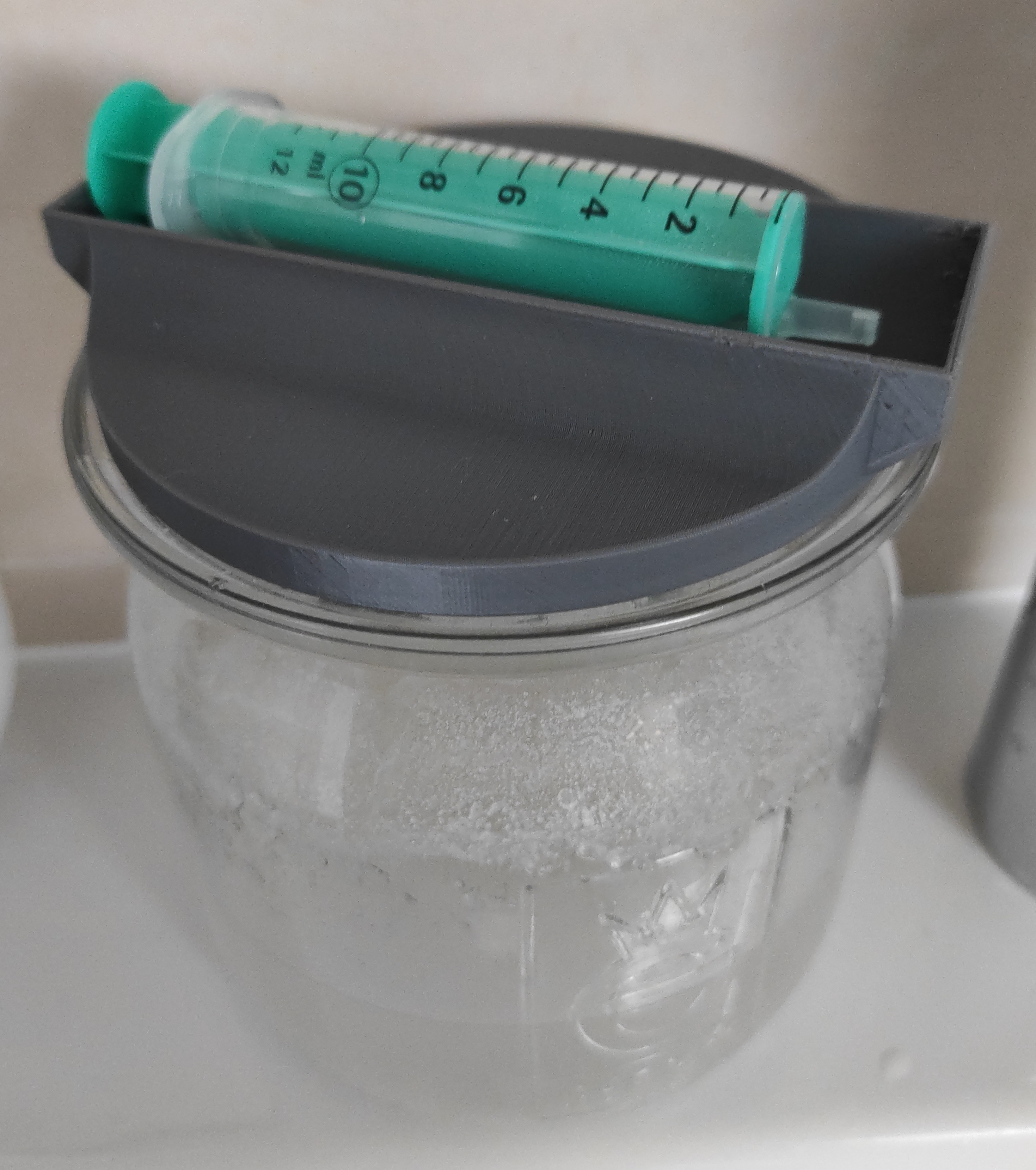 Abdeckung/Deckel für Weck Glas mit Spritzenhalter für zb. Nasenspülung / Cover/lid for Weck jar with syringe holder for eb. nasal lavage